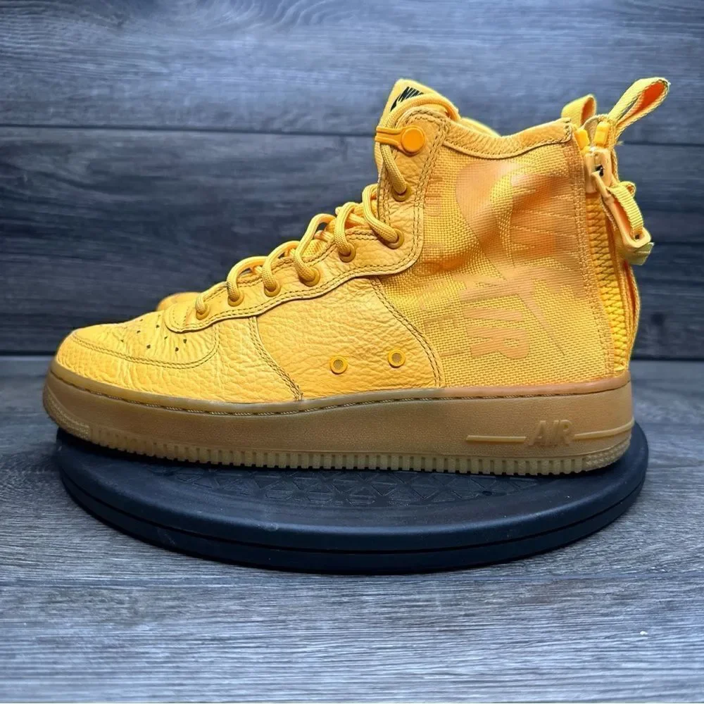 Nike SF AF1 Special Air Force Mid OBJ AJ0424-800 Size 7Y Yellow Women's Sz 9.5
